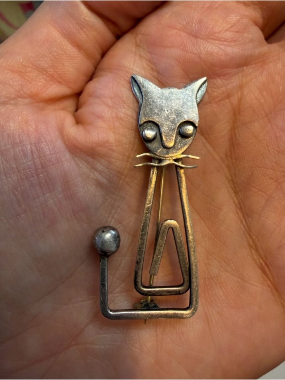 Vintage Taxco delFino 925 Sterling Silver .925 Cat mexico pin brooch Jewlery